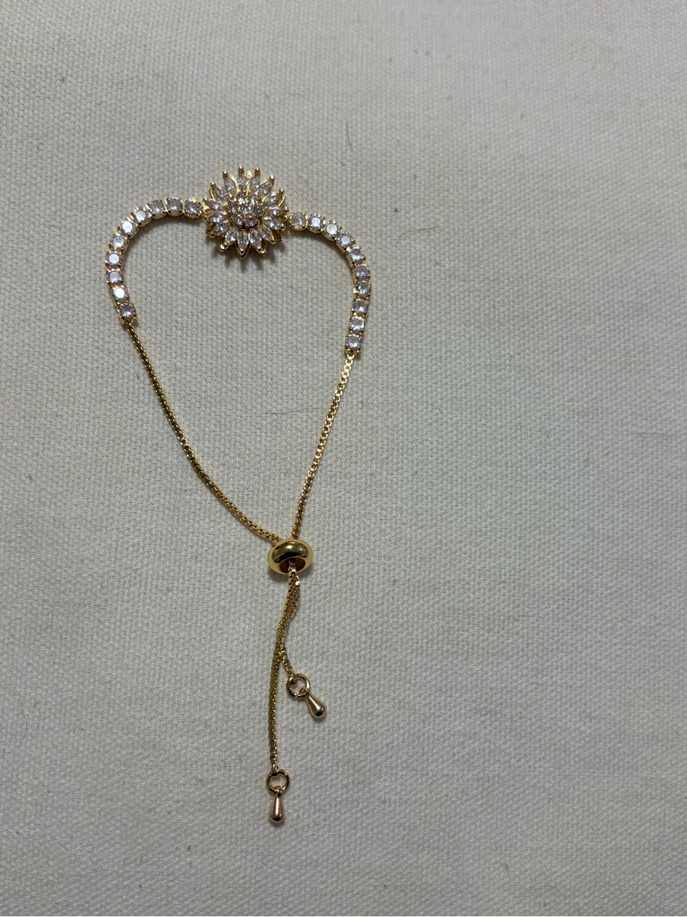 Gold Sunburst Moissanite Adjustable Bracelet